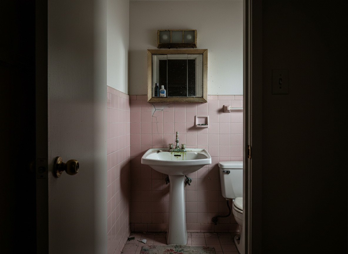 Before: Outdated bathroom with old fixtures